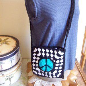 Crochet Peace sign/Happy face bag